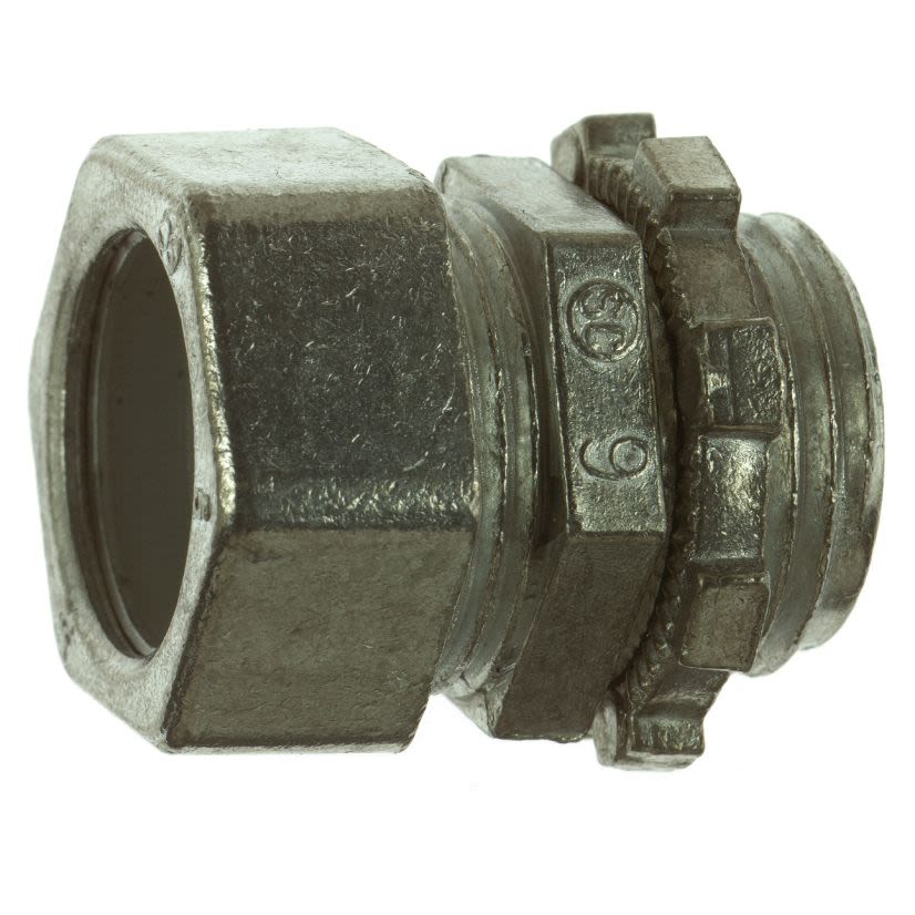 Steel City TC-211-SC Non-Insulated Compression Connector, 1/2 in Trade, For Use With EMT Conduits, Die Cast Zinc, Electro-Zinc Plated